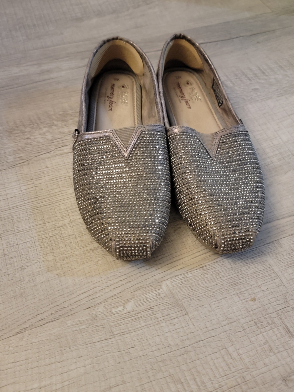 BOBS from Skechers Silver Rhinestone Slip-On Flats